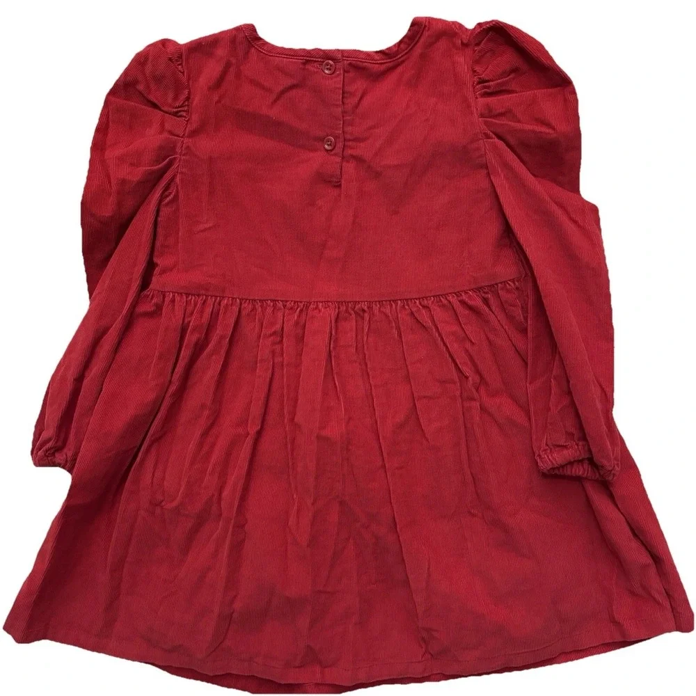 Baby‎ Gap Red Corduroy Dress 3T Fit Flare 100% Cotton Lined Puff Sleeve